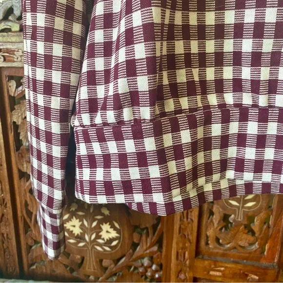 LOU AND GREY BIRDSEYE GINGHAM PONTE SWEATSHIRT IN PLUM KISS SIZE LARGE - Picture 2 of 9